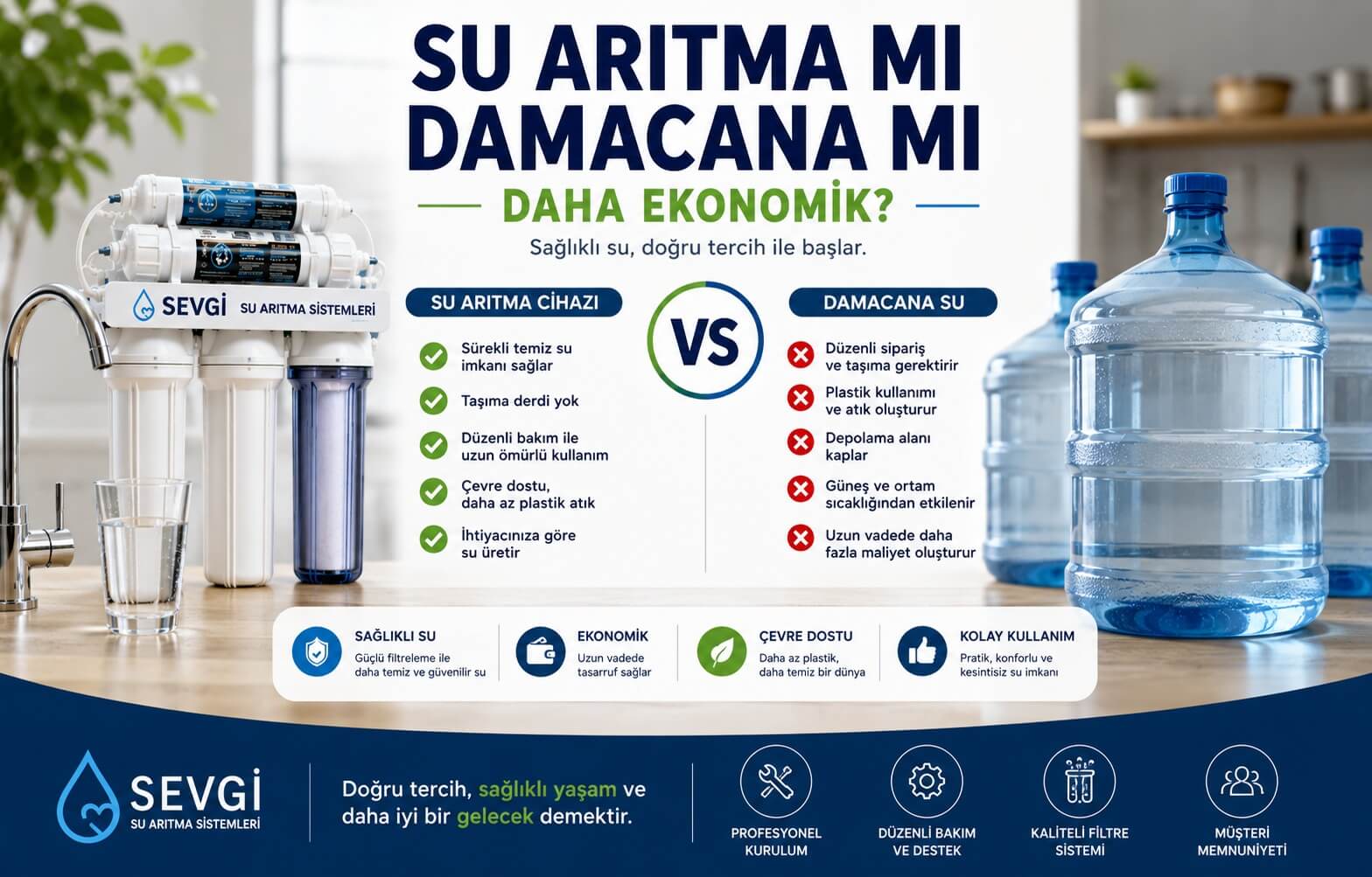 Su arıtma cihazı ve damacana su karşılaştırması